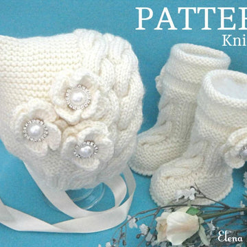Knitting PATTERN Baby Set Baby Girl Newborn Baby Bonnet and Uggs