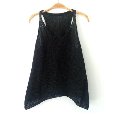 Black Linen Tank Top