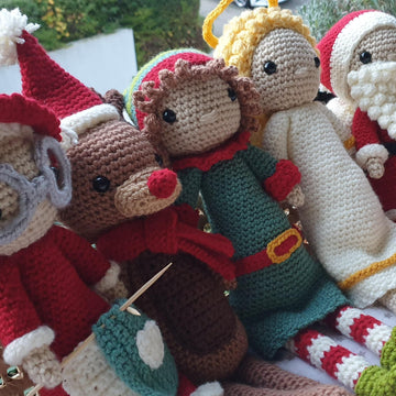 Christmas crochet amigurumi dolls angel elf rudolph santa claus grandma