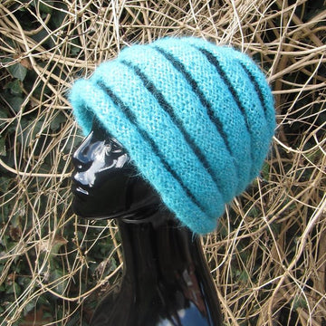 Chunky Roll Brim Stripey Beehive Slouch Hat