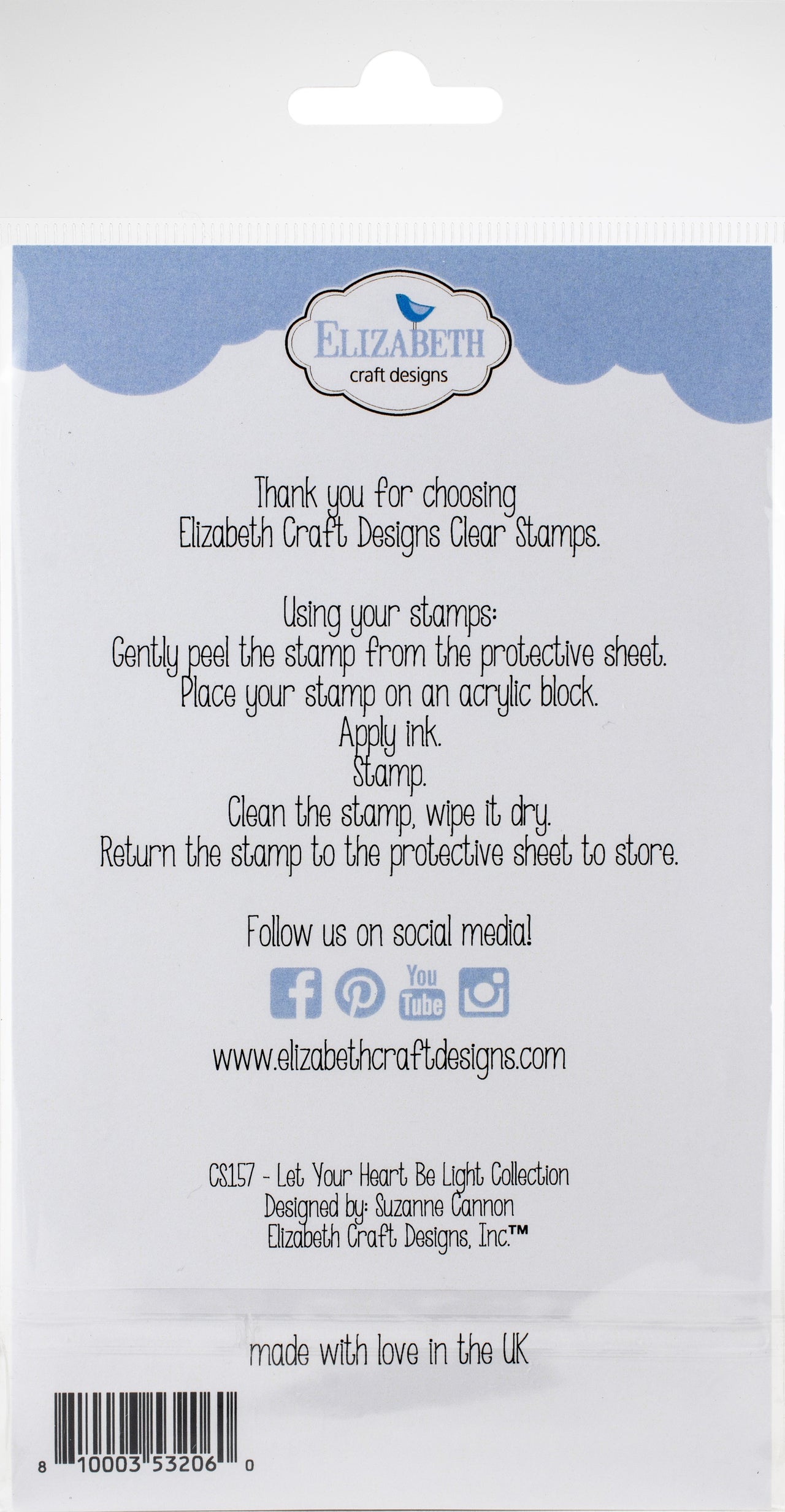 Elizabeth Craft Designs Elizabeth Crafts Clear Stamps - Let Your Heart Be Light