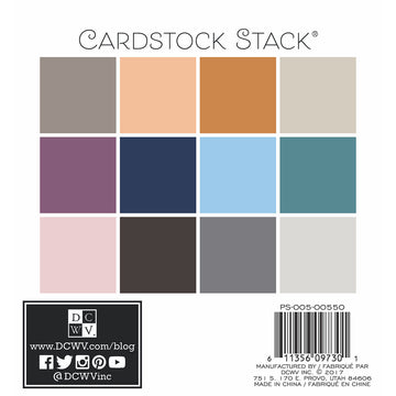 American Crafts DCWV Single-Sided Cardstock Stack 6"X6" 48/Pkg - Neutrals, 12 Solid Colors/4 Each