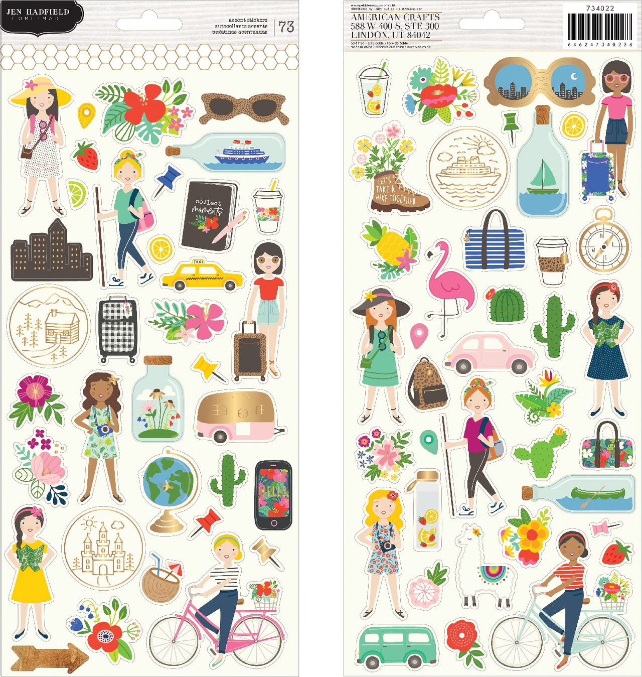 American Crafts Chasing Adventures Cardstock Stickers 6"X12" 73/Pkg - Icons W/Gold Foil Accents