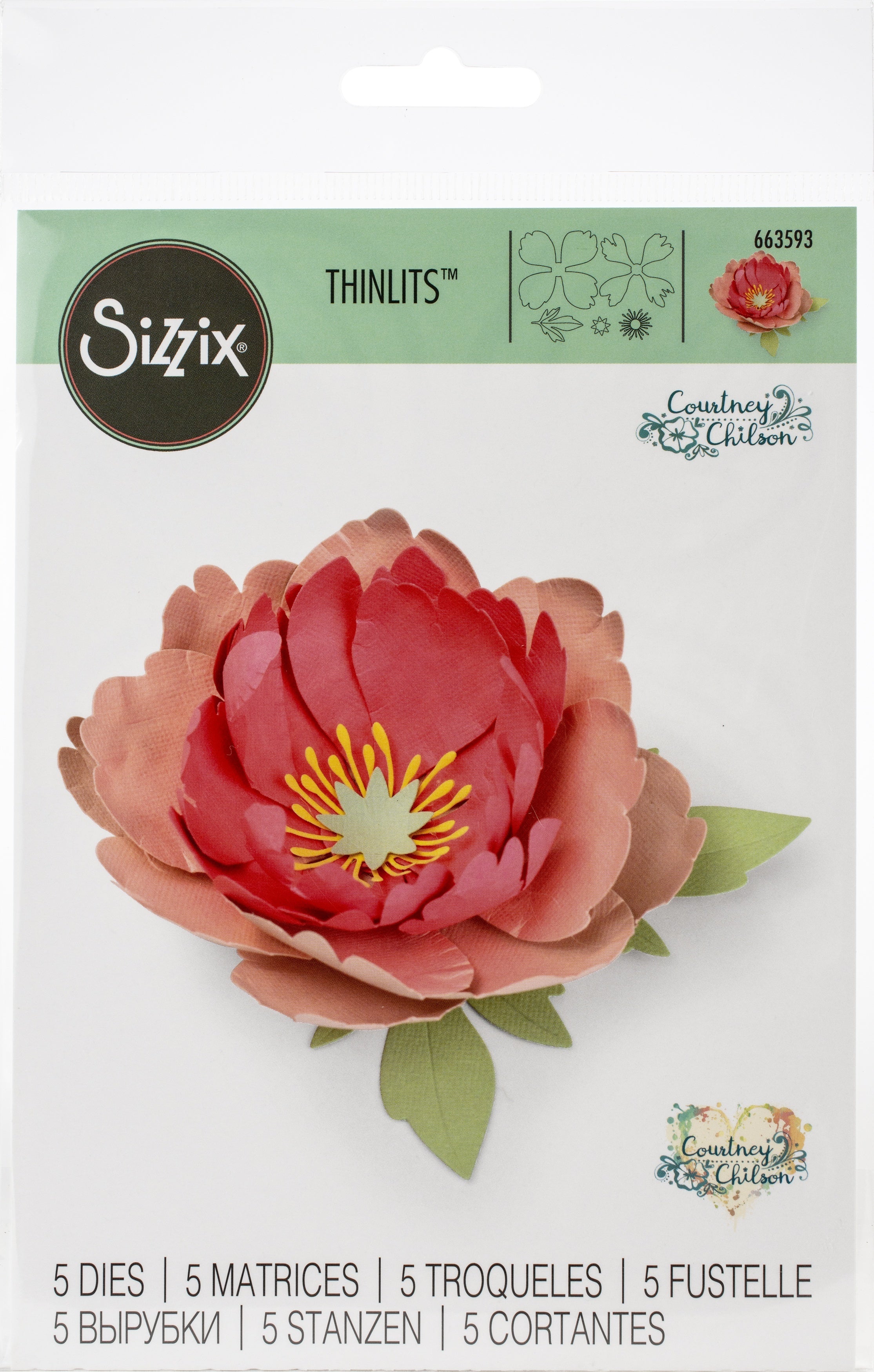 Sizzix Thinlits Dies By Courtney Chilson 5/Pkg - Peony