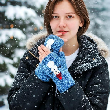 Snowman Fingerless Gloves