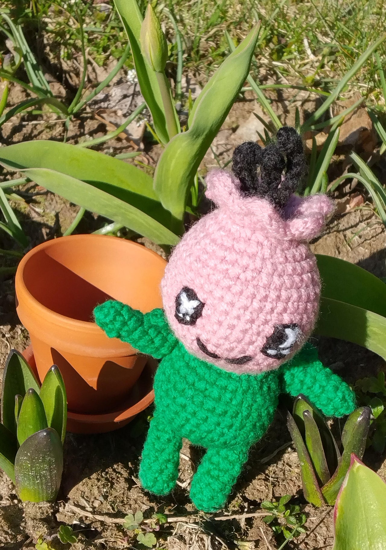 Tulpanin - A blooming crochet friend with leafy arms and a heart full of spring