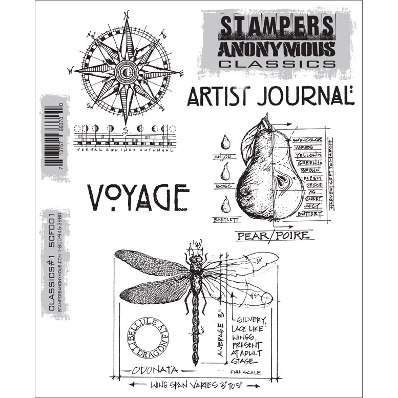 Stampers Anonymous Cling Stamps 7"X8.5" - Classics #1