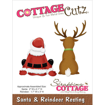 CottageCutz Dies - Santa/Reindeer Resting 2"X2" & 1.7"X3"