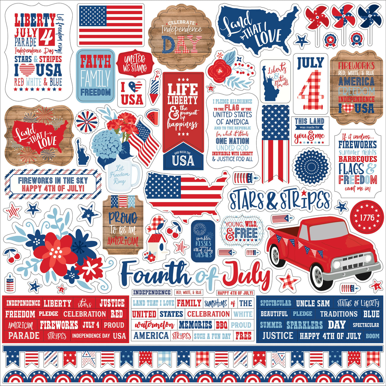 Echo Park Paper America Cardstock Stickers 12"X12" - Elements