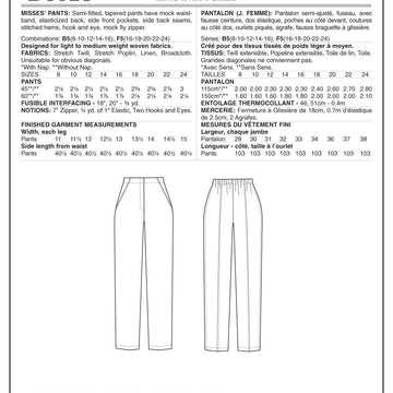 Butterick Misses' Pants B6028 - Sewing Pattern
