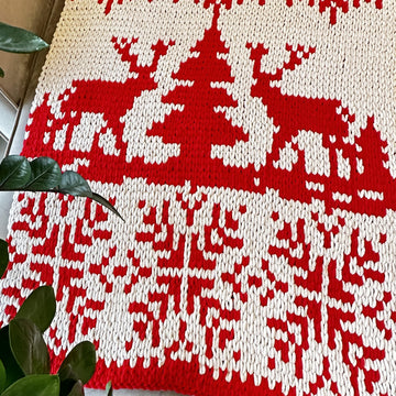 Deers by fir tree blanket pattern