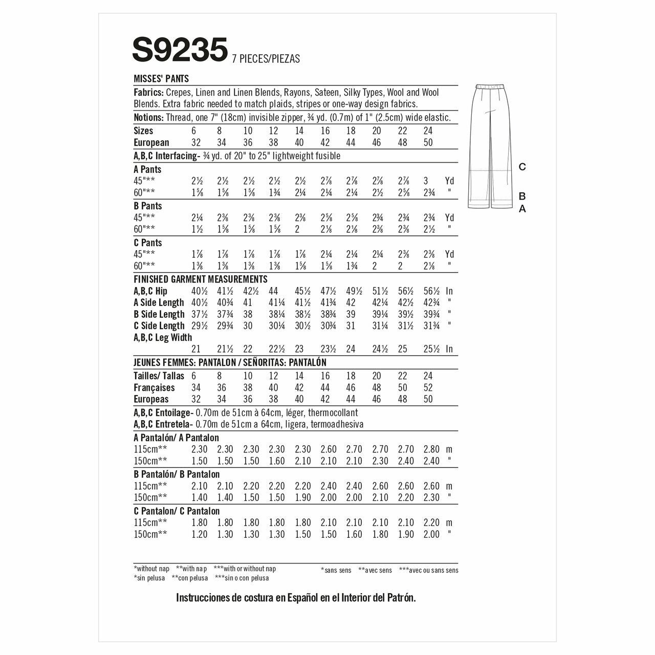 Simplicity Misses' Pants S9235 - Sewing Pattern