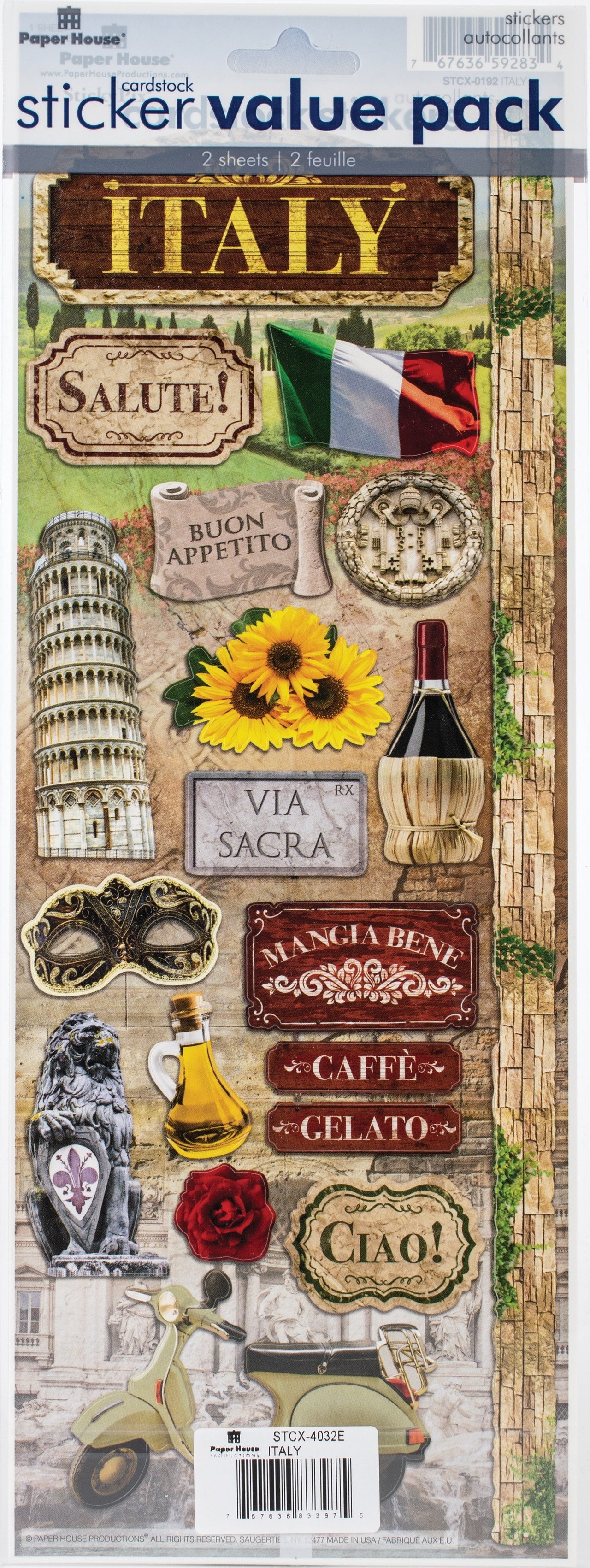 Paper House Cardstock Sticker 2/Pkg - Italy