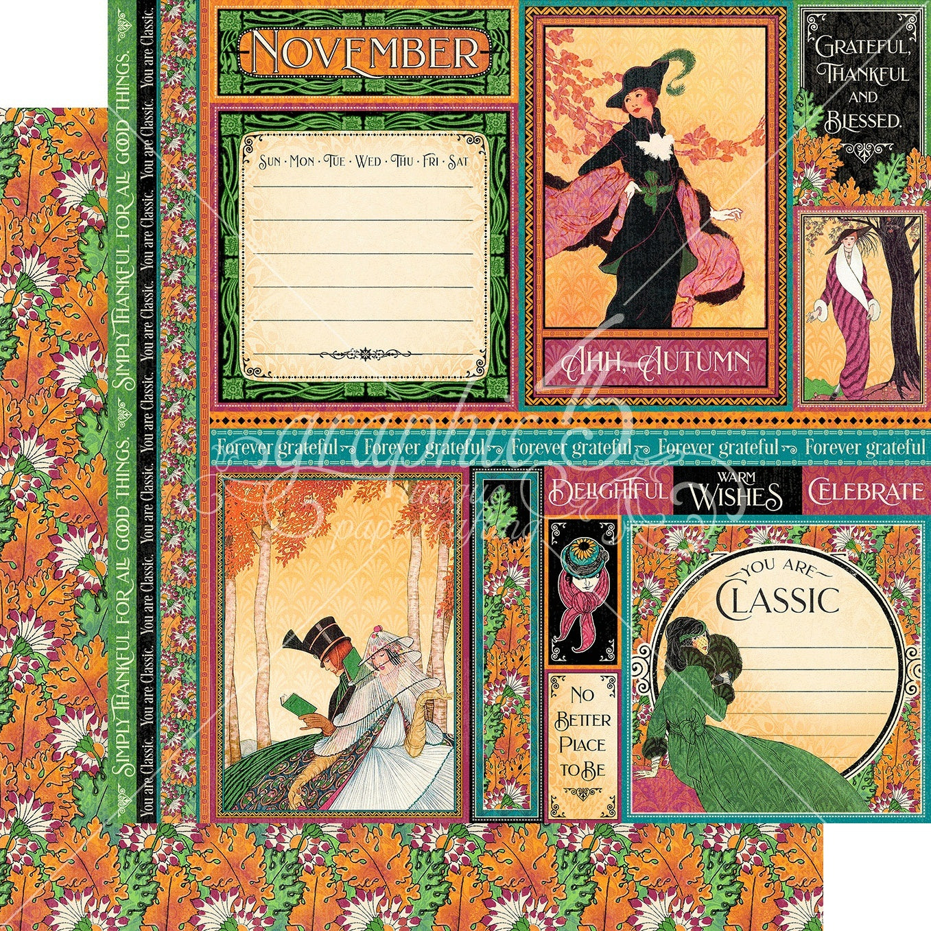 Graphic 45 Fashion Forward Double-Sided Cardstock 12"X12" 25/Pkg - November