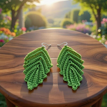 Crochet Leaf Earrings PDF Pattern + Video Tutorial