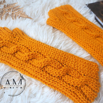 3D cables knit-look gloves
