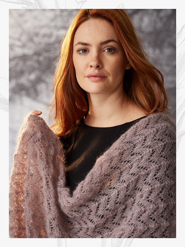 "Bethany Shawl" - Shawl Knitting Pattern For Women in Willow and Lark Plume