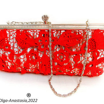 Red lace handbag