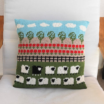 Sheep and Poppies Cushion