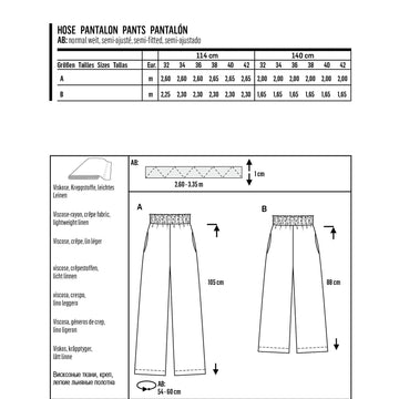 Burda Style Misses' Trousers/Pants with Elastic Waist with Pockets in Seams – Wide Leg B6229 - Paper Pattern, Size 6-16