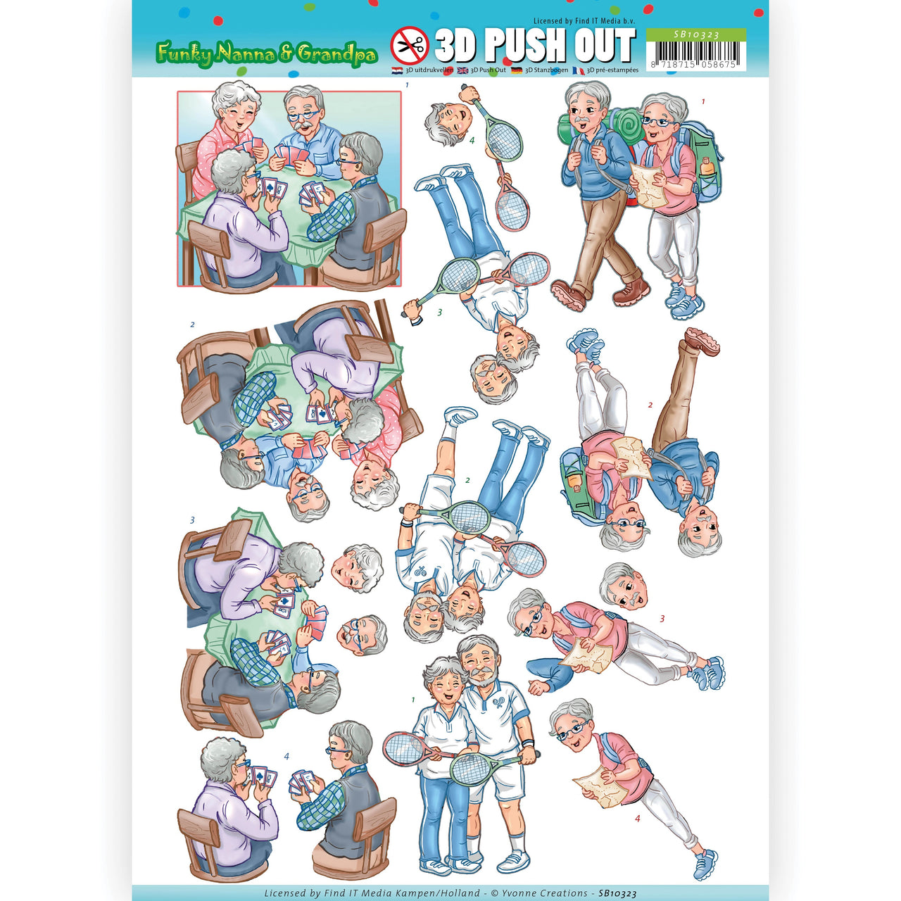Find It Trading Yvonne Creations Punchout Sheet - Sporting Together, Funky Nanna's