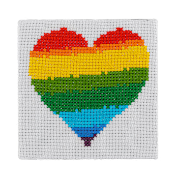 Stitchfinity Rainbow Heart Cross Stitch Kit - 6.9cm x 6.9 cm