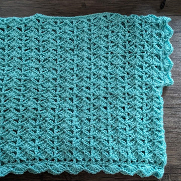 LIGHT AQUA GREEN CROCHET SHELL STITCH TOP
