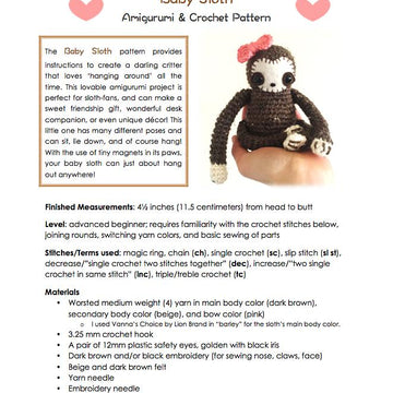 Baby Sloth Plushie with Bow