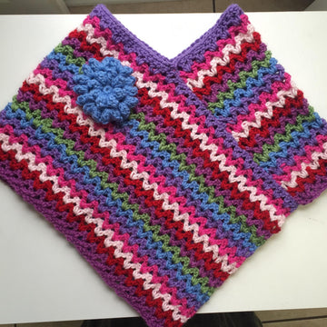 Rainbow Poncho with Flower