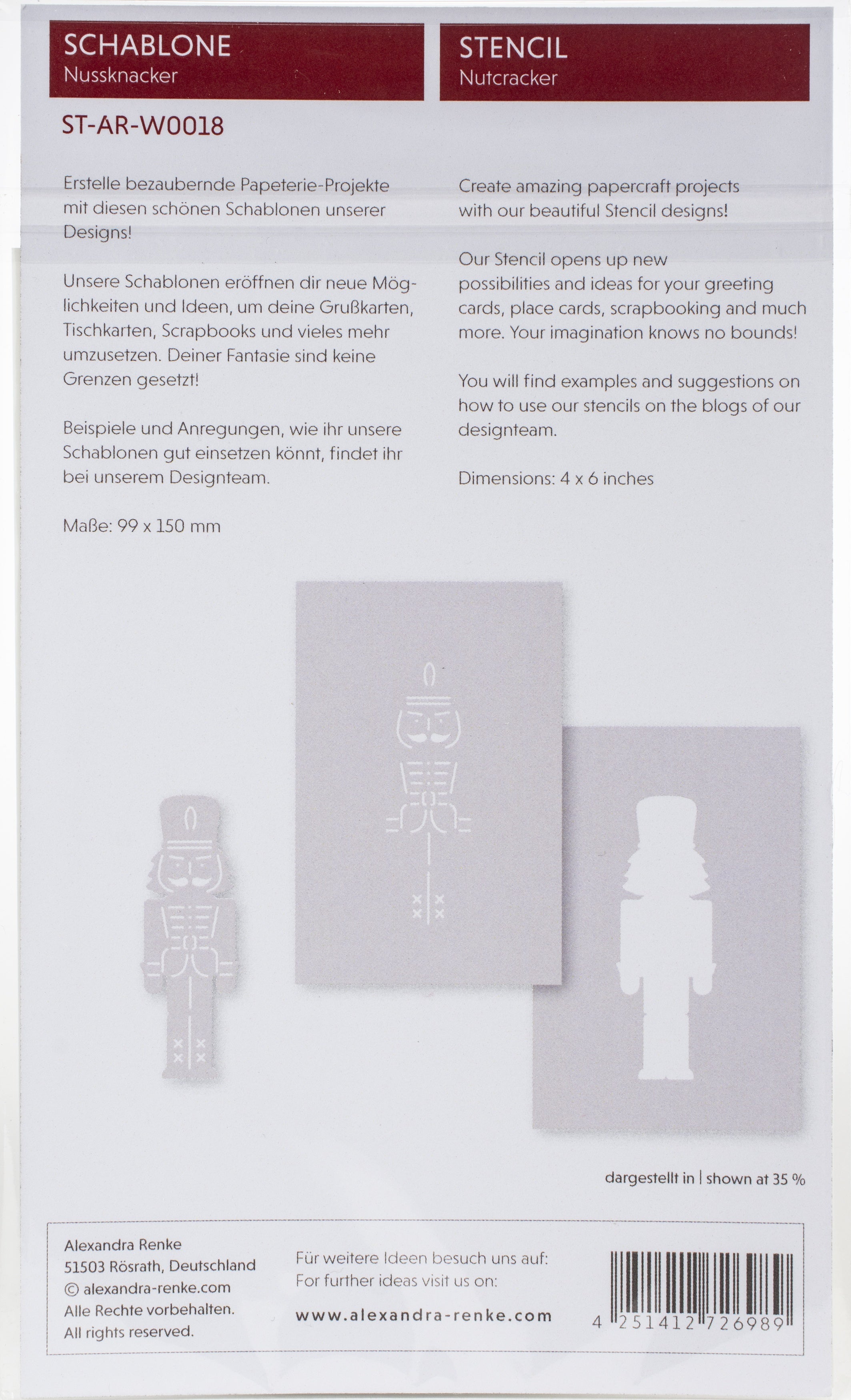 Alexandra Renke Stencil 3.9"X5.9" 3/Pkg - Nutcracker