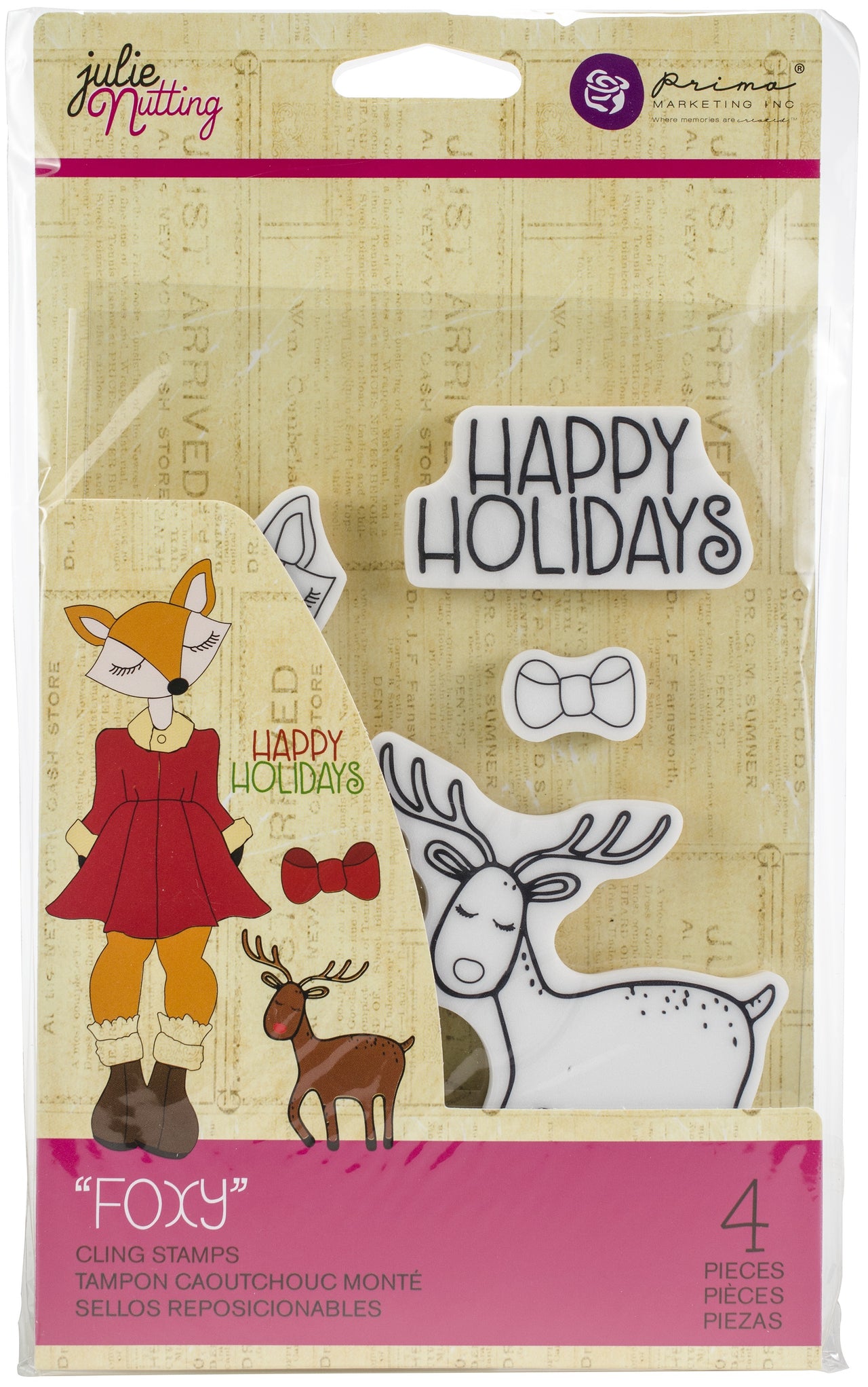 Prima Marketing Julie Nutting Mixed Media Cling Rubber Stamp - Foxy