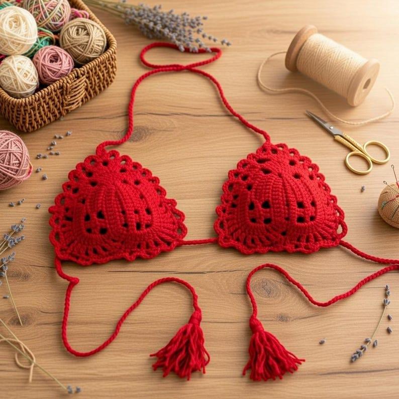 Crochet Heart Bra Pdf + Video Tutorials