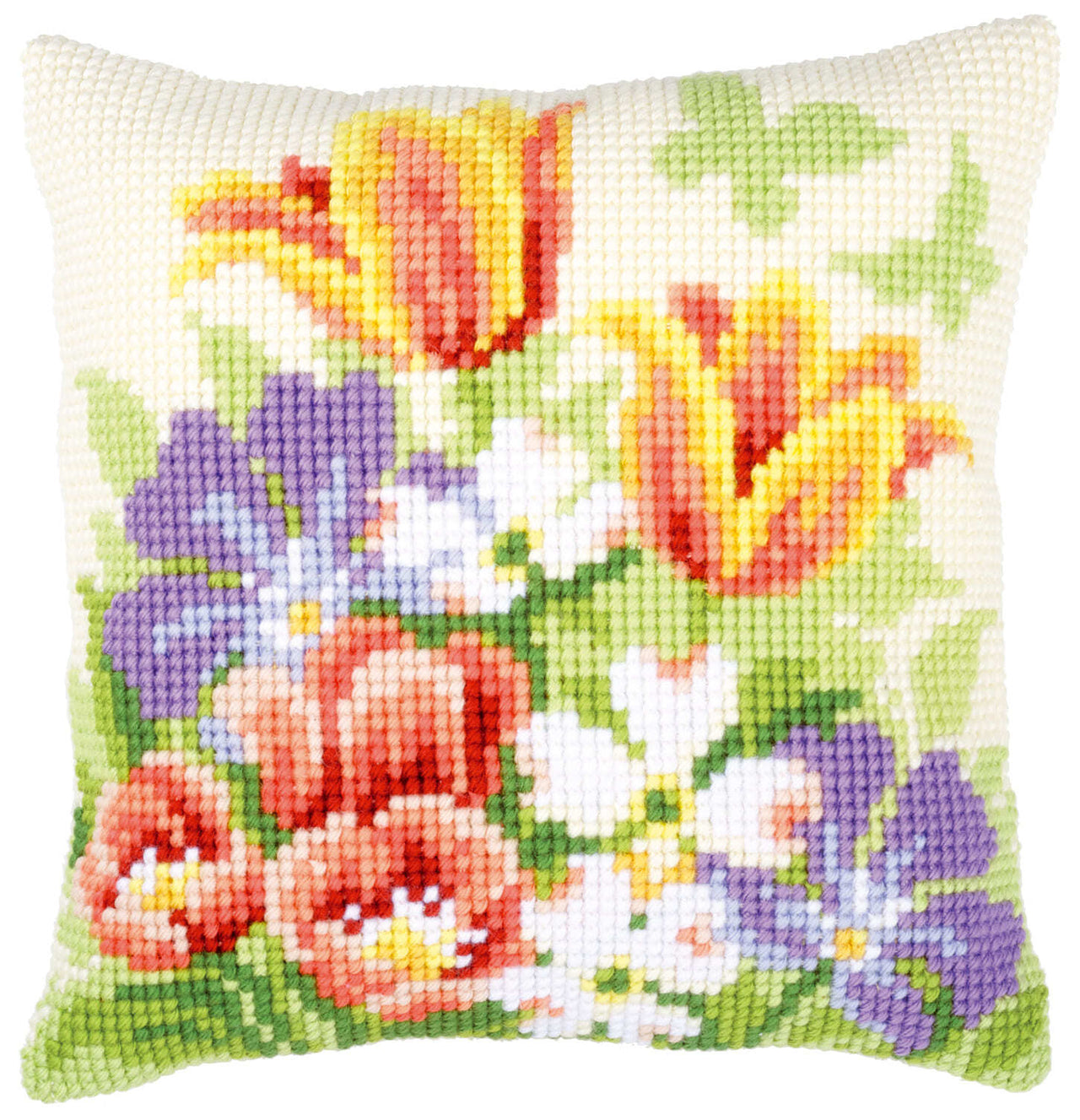 Vervaco Cross Stitch Cushion Kit Spring Flowers Cross Stitch Kit