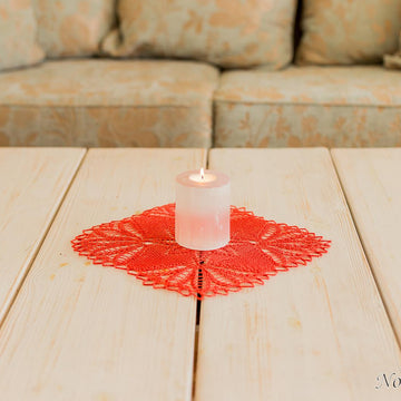 Knitted lace table topper "Cherry"
