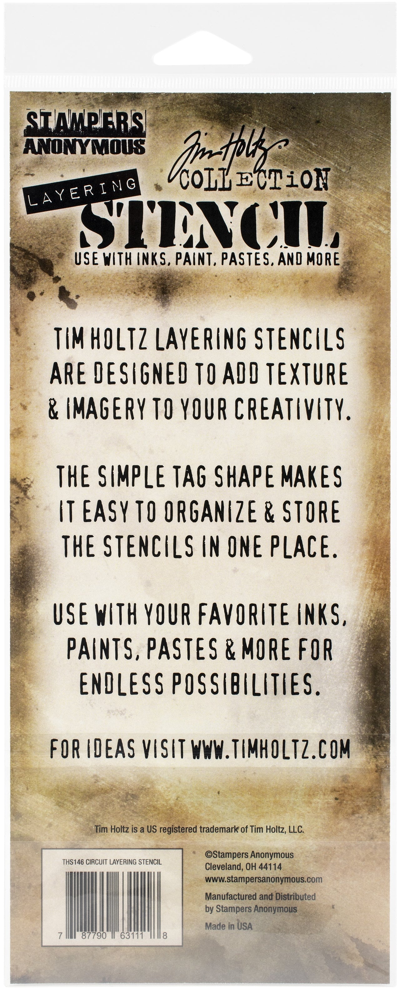 Stampers Anonymous Tim Holtz Layered Stencil 4.125"X8.5" - Circuit -Layered