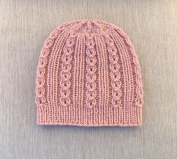 Hat with Small Eyelet Mock Cables
