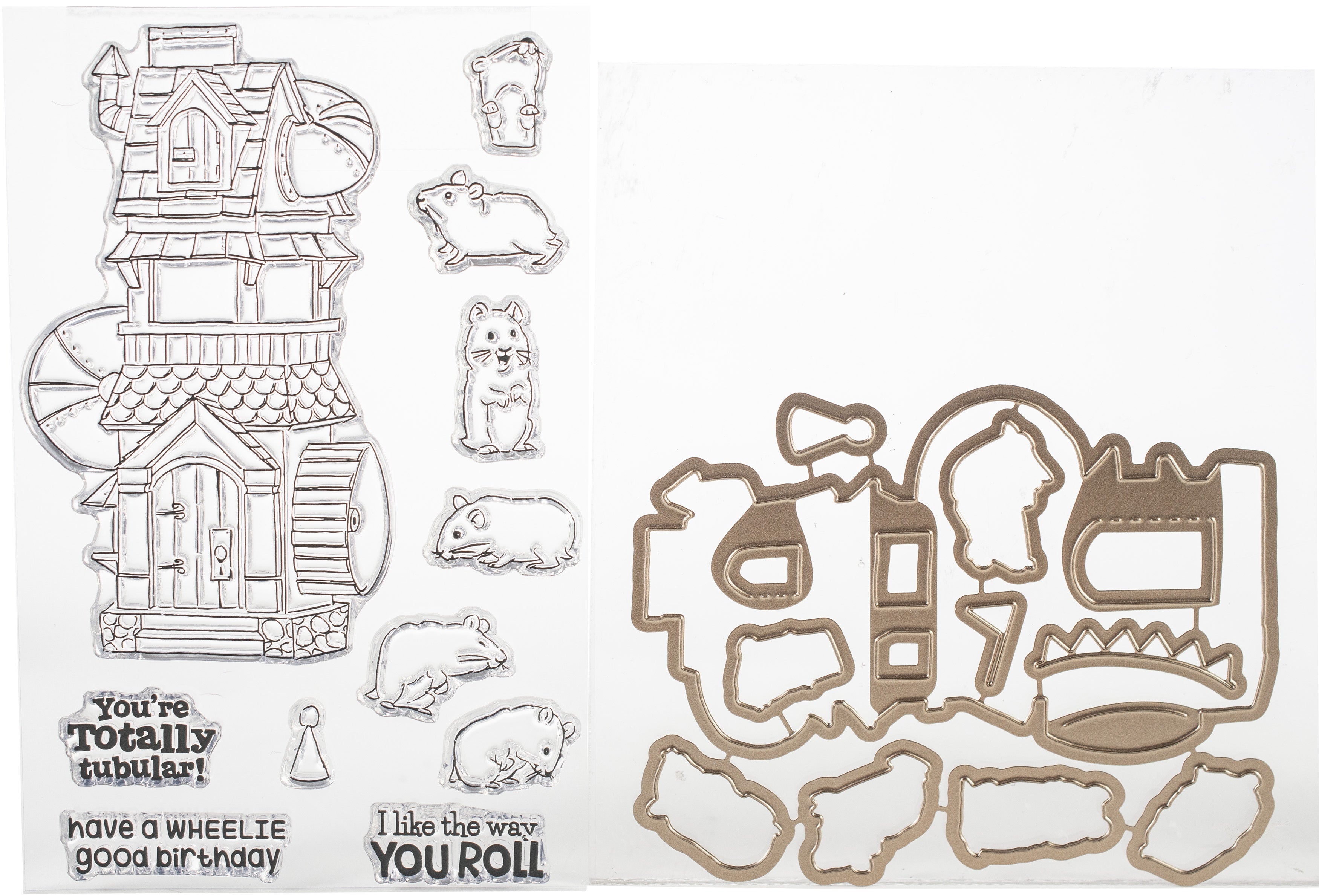 Art Impressions Critter Cubbies Clear Stamp & Die Set - Hamster Wheel