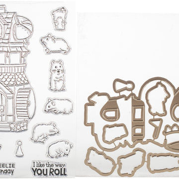 Art Impressions Critter Cubbies Clear Stamp & Die Set - Hamster Wheel