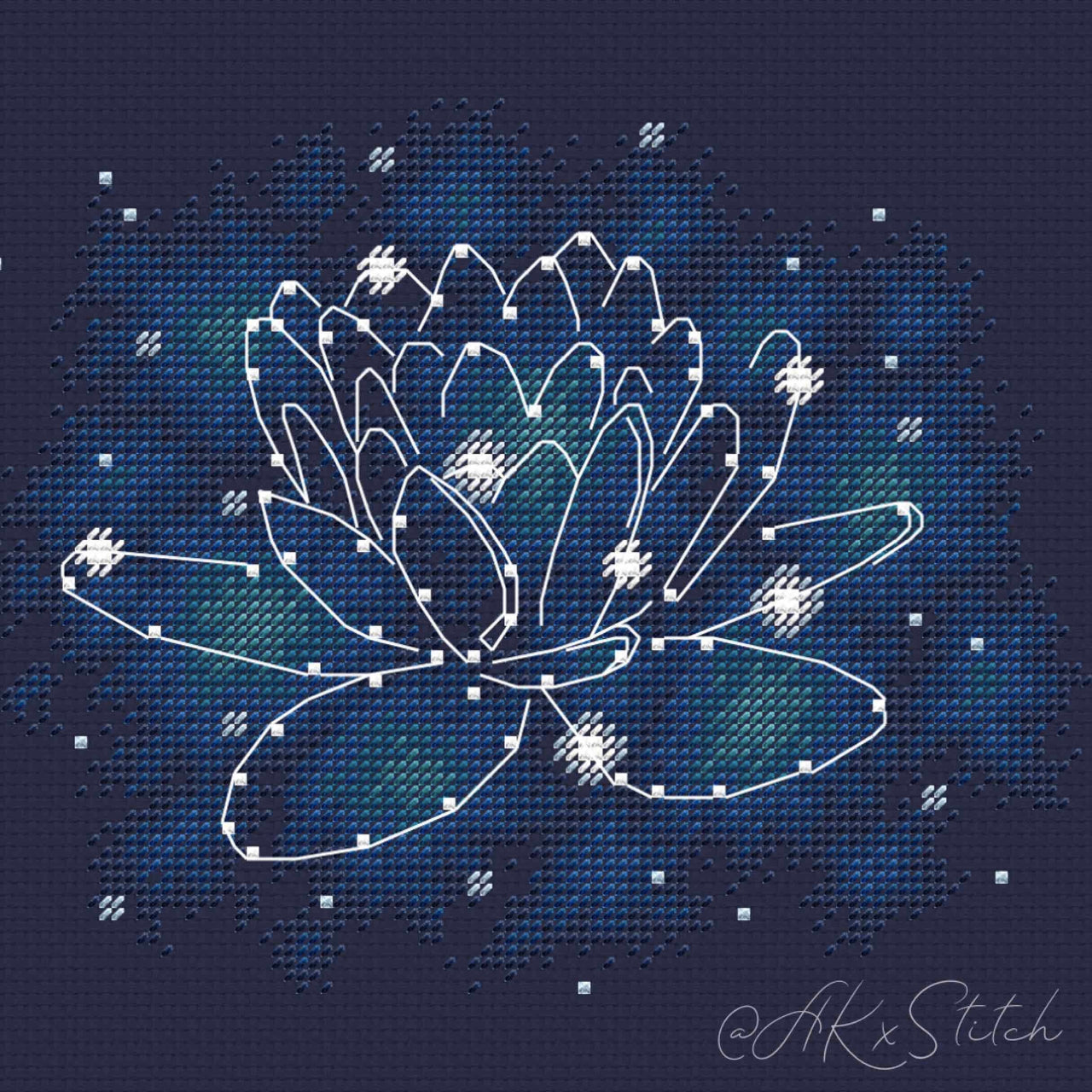 Lotus Constellation Cross Stitch PDF Pattern
