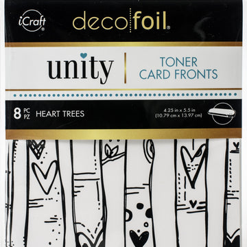 Therm O Web Deco Foil Toner Card Fronts By Unity 4.25"X5.5" 8/Pkg - Heart Trees