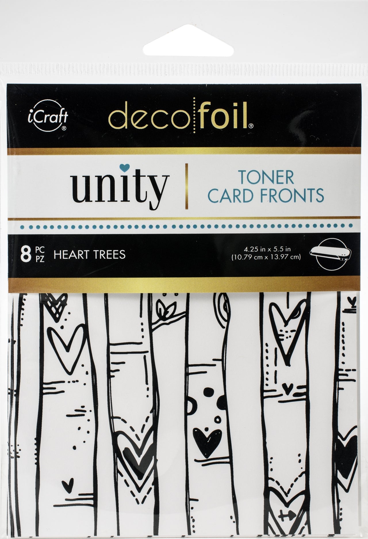 Therm O Web Deco Foil Toner Card Fronts By Unity 4.25"X5.5" 8/Pkg - Heart Trees
