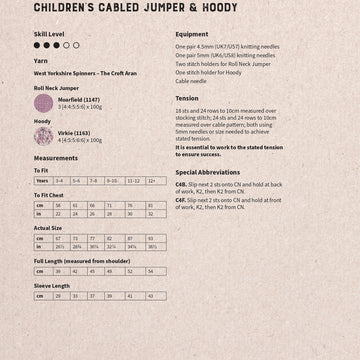 Cameron Children’s Cabled Jumper & Hoody By Sarah Hatton in West Yorkshire Spinners - WYS1000268 - Downloadable PDF