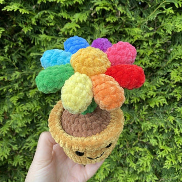 Potted Rainbow Flower with Bumblebee