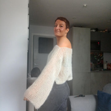 Off the shoulder mohair sweater