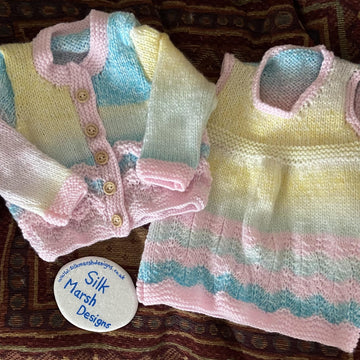 Natasha Baby Dress and Cardigan Knitting Pattern
