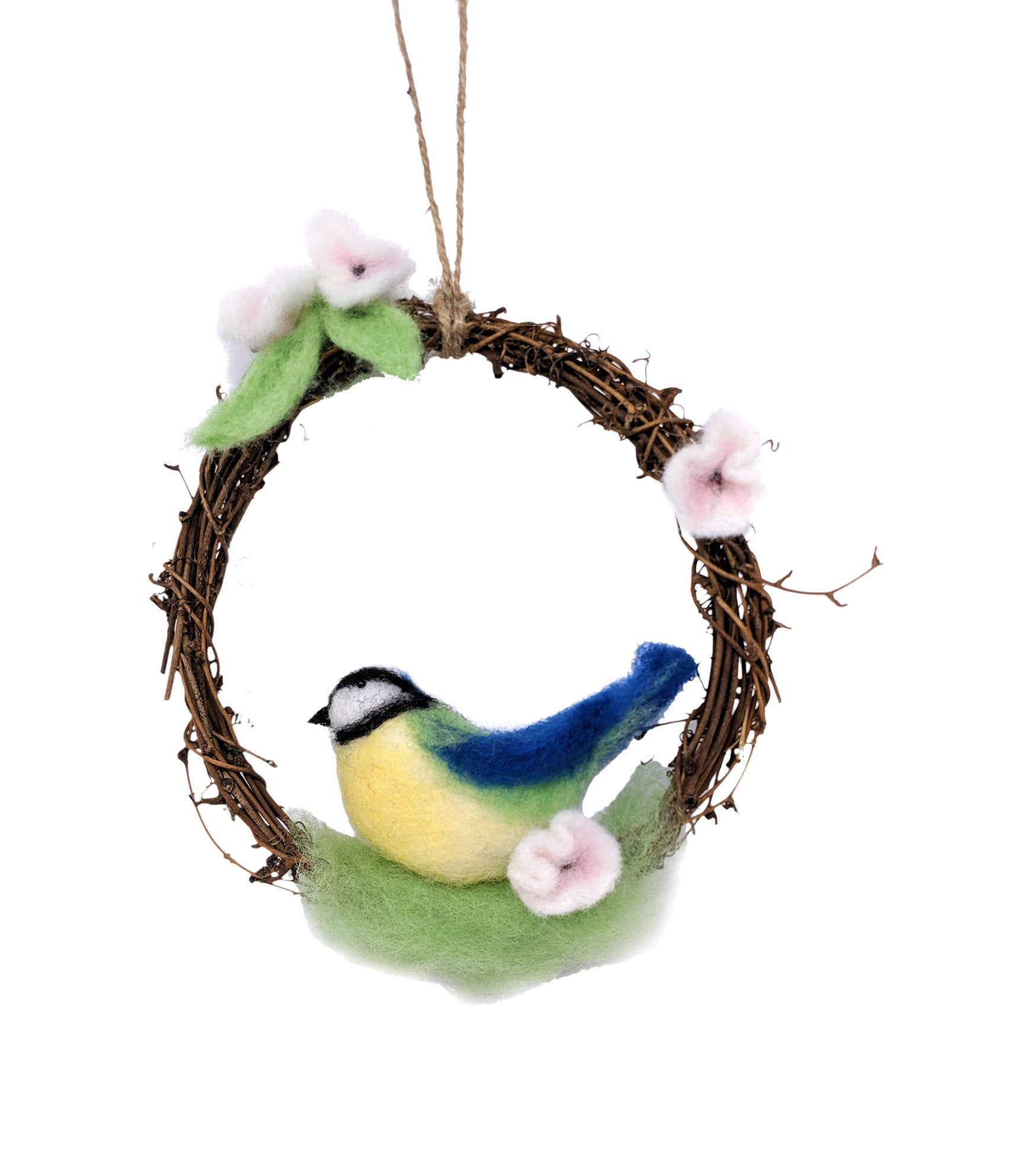 The Crafty Kit Company Spring Blue Tit Wreath Needle Felting Kit - 190 x 290 x 94mm