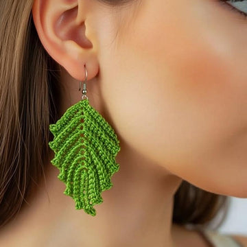 Crochet Leaf Earrings PDF Pattern + Video Tutorial
