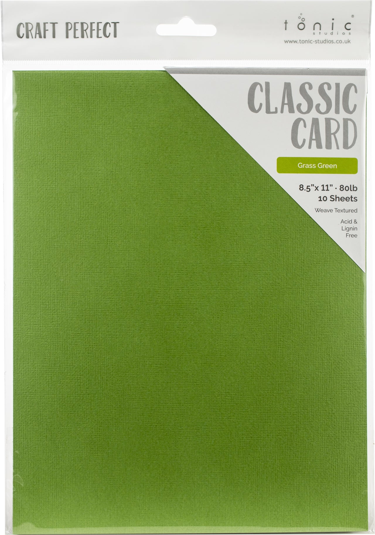 Tonic Studios Craft Perfect Weave Textured Classic Card 8.5"X11" 10/Pkg - Grass Green
