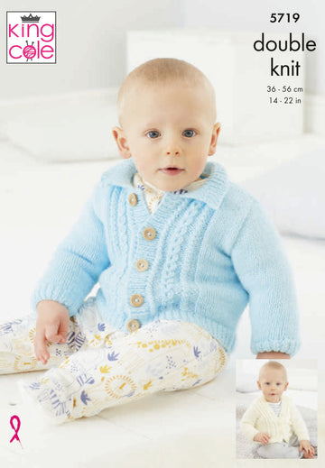 Baby Cardigans in King Cole Big Value Baby DK 50g - 5719 - Leaflet