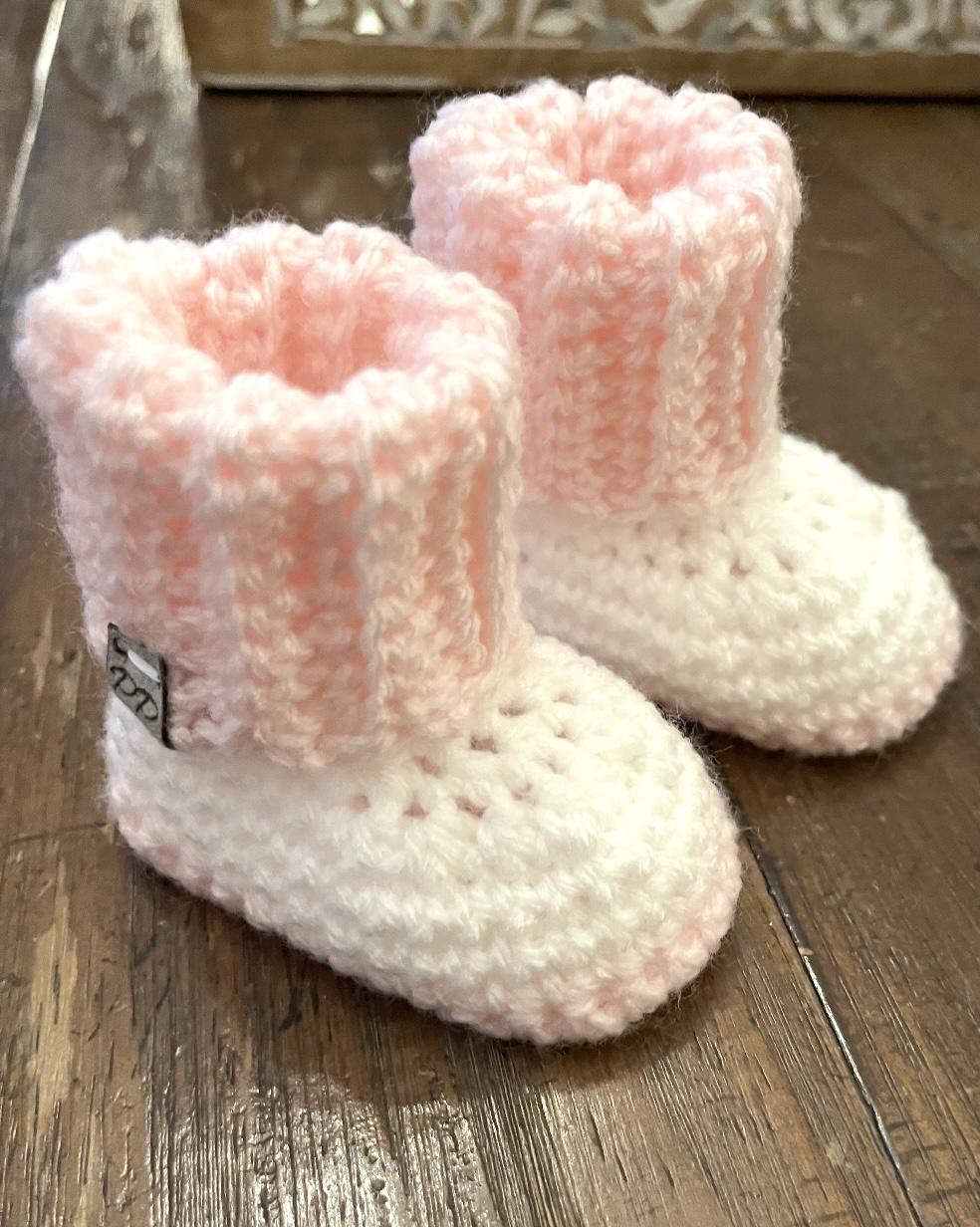 Ribbed Cuff Baby Booties